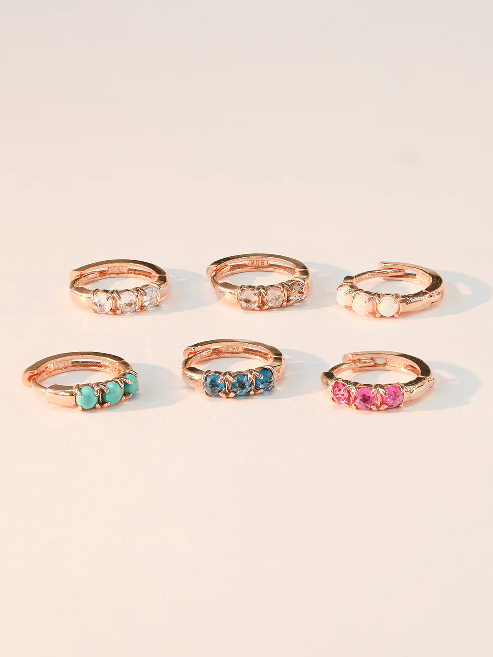 14K 18K Gold Rose-Cut CZ and Opal Cartilage Hoop Earring