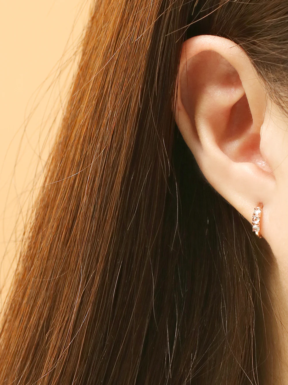 14K 18K Gold Rose-Cut CZ and Opal Cartilage Hoop Earring - Image 2
