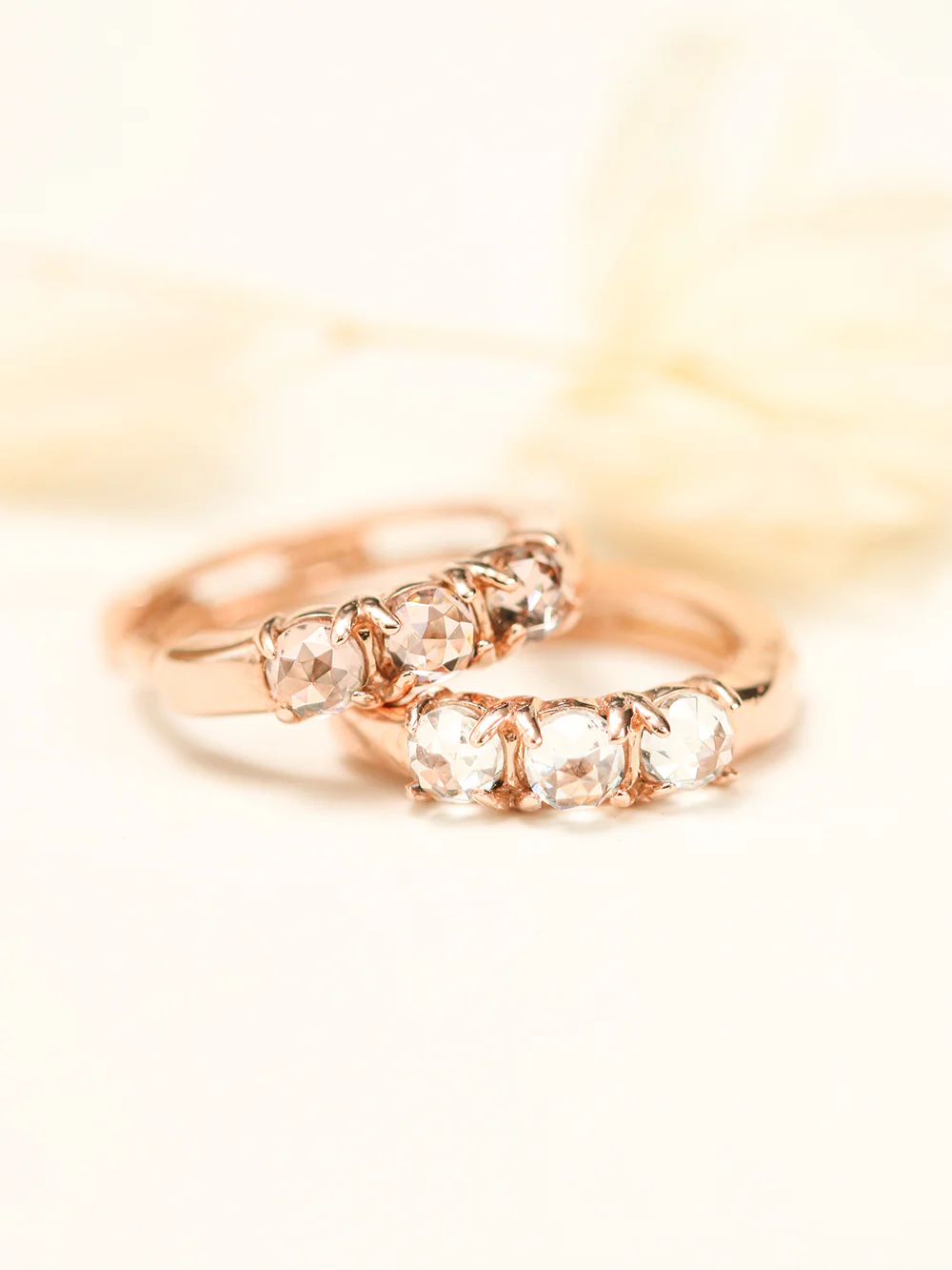 14K 18K Gold Rose-Cut CZ and Opal Cartilage Hoop Earring - Image 5