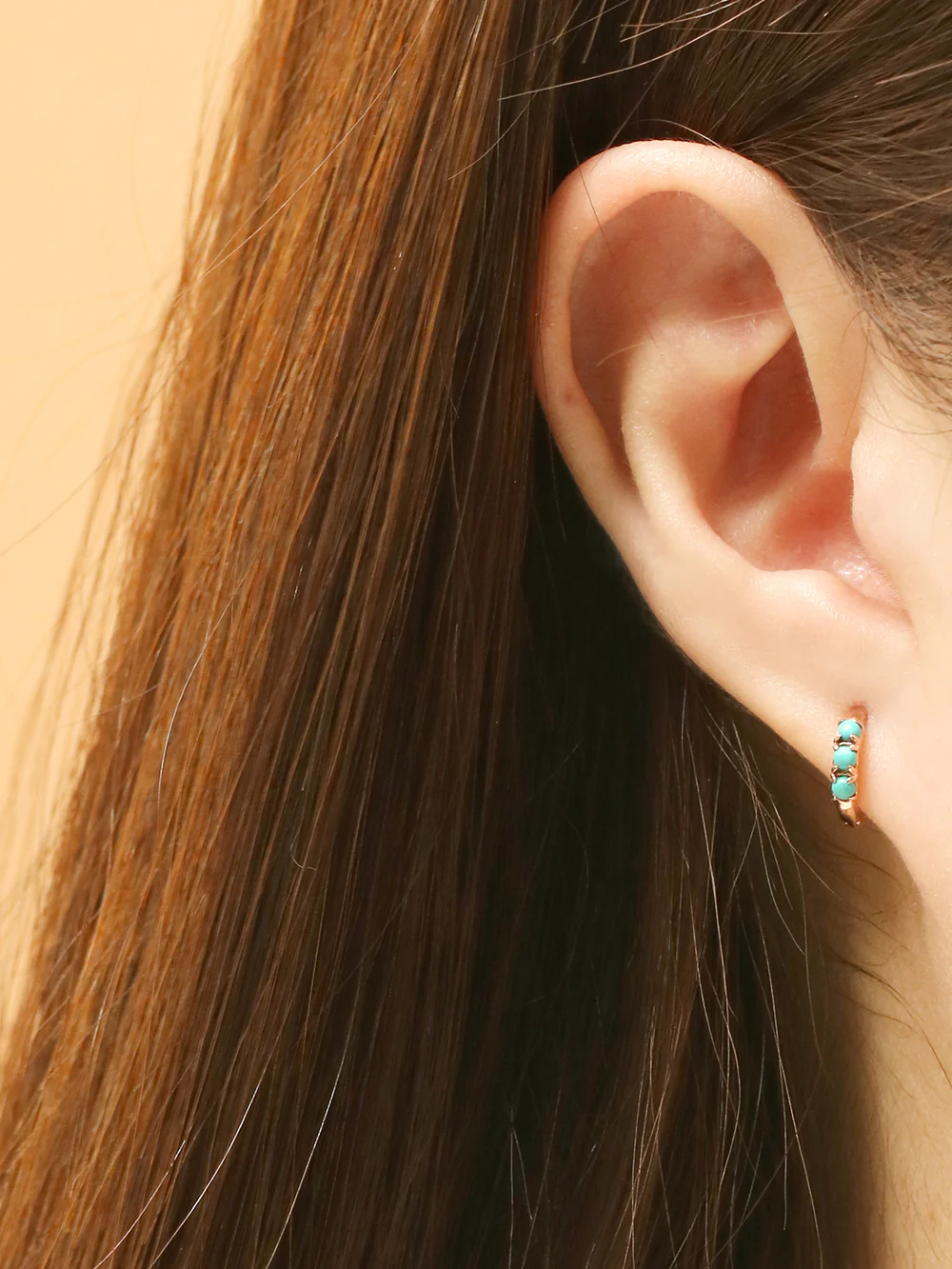 14K 18K Gold Rose-Cut CZ and Opal Cartilage Hoop Earring - Image 7
