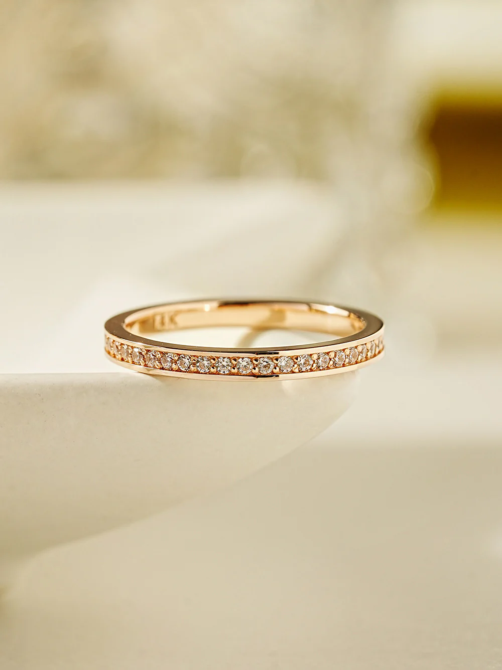 14K 18K Gold Round Cubic Layered Guard Ring - Image 5