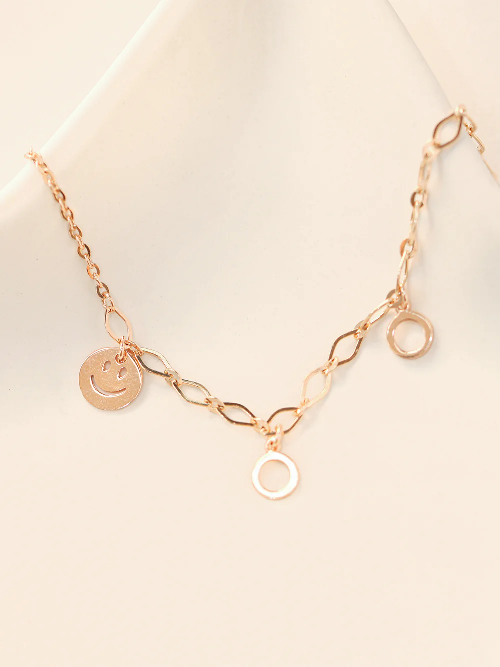14K 18K Gold Roundy Smile Drop Chain Anklet - Image 7