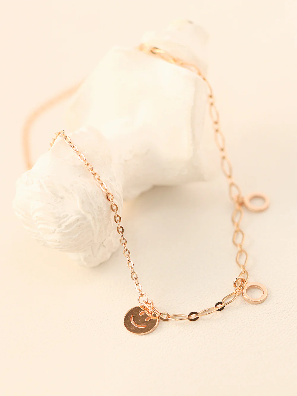 14K 18K Gold Roundy Smile Drop Chain Anklet - Image 8