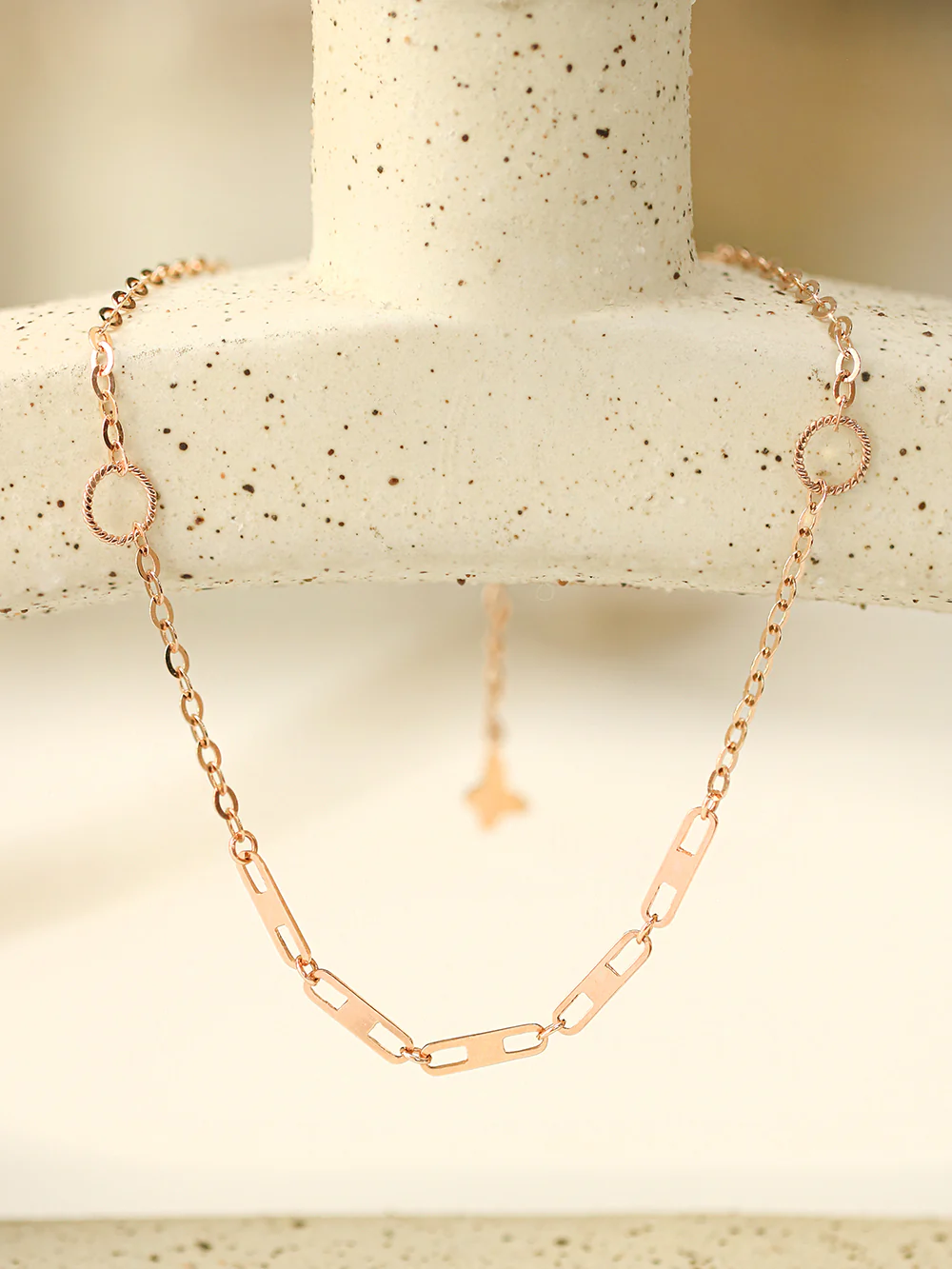 14K 18K Gold Simple Chandal Clip Chain Anklet - Image 3