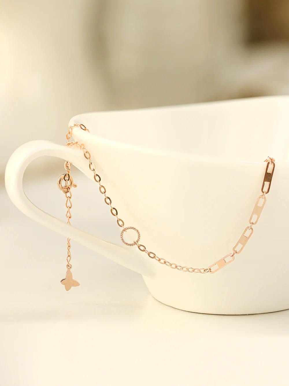 14K 18K Gold Simple Chandal Clip Chain Anklet - Image 7