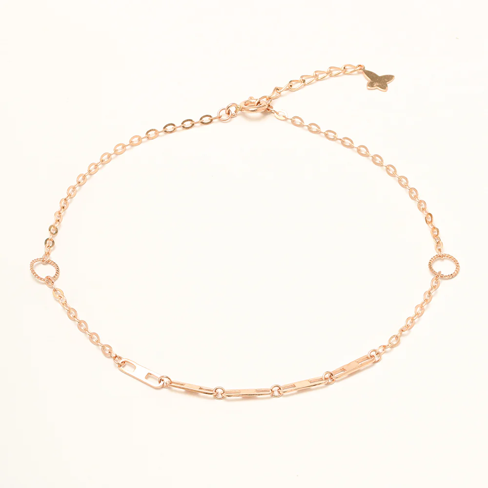 14K 18K Gold Simple Chandal Clip Chain Anklet - Image 9