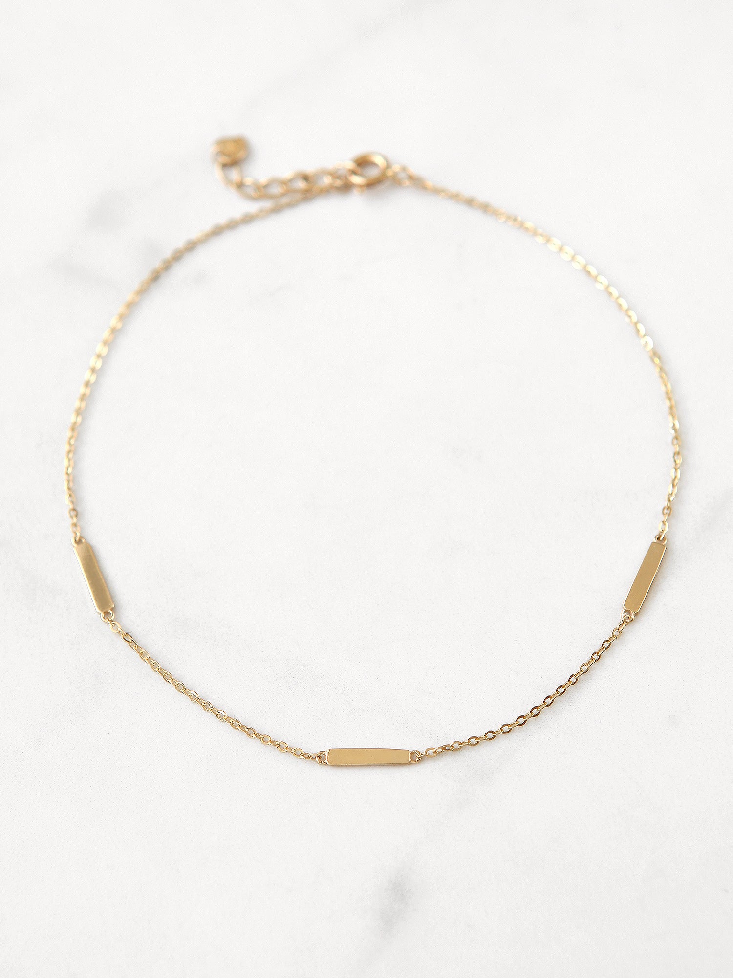 14K 18K Gold simple stick anklet - Image 6