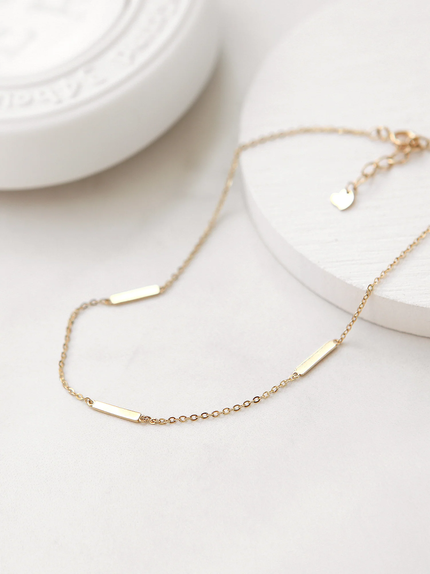 14K 18K Gold simple stick anklet - Image 8