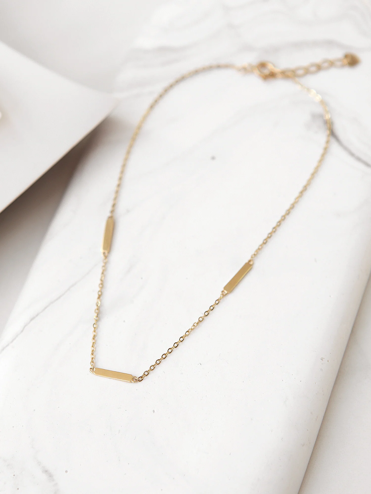 14K 18K Gold simple stick anklet - Image 9