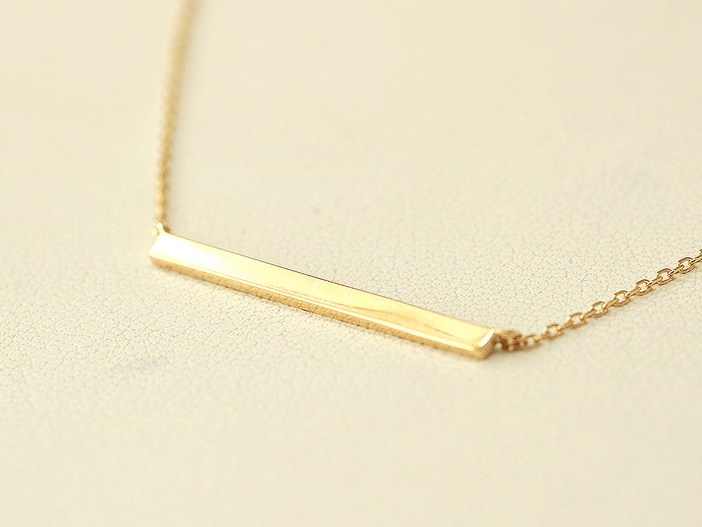 14K 18K Gold Simple Stick Necklace - Image 10