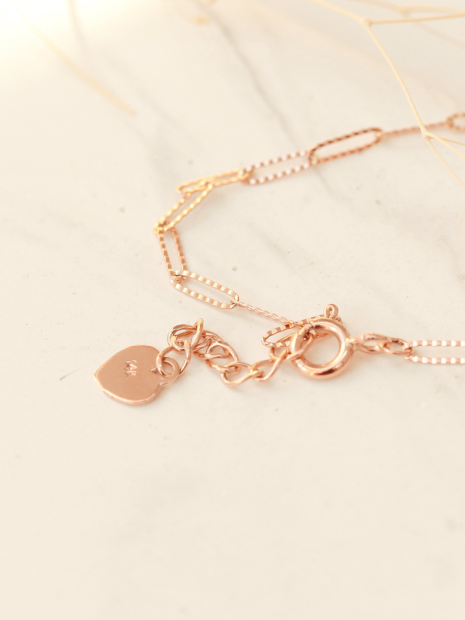 14K 18K Gold Slim Square Chain Anklet Bracelet - Image 2