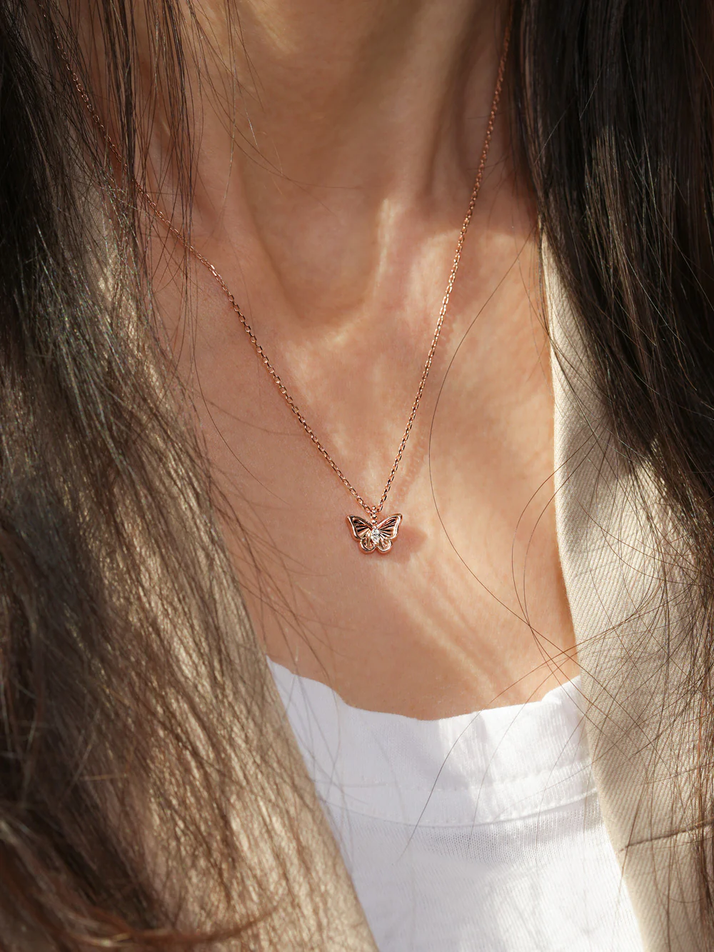 14K 18K Gold Sweet Butterfly Necklace - Image 6