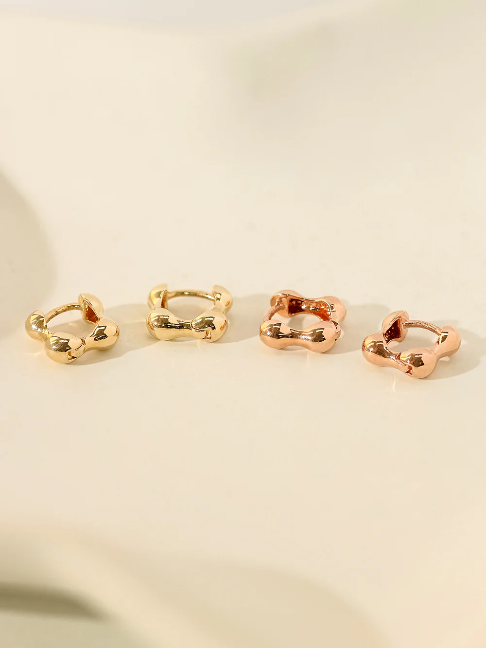 14K 18K Gold Mini Bubble Square Cartilage Hoop Earring - Image 3