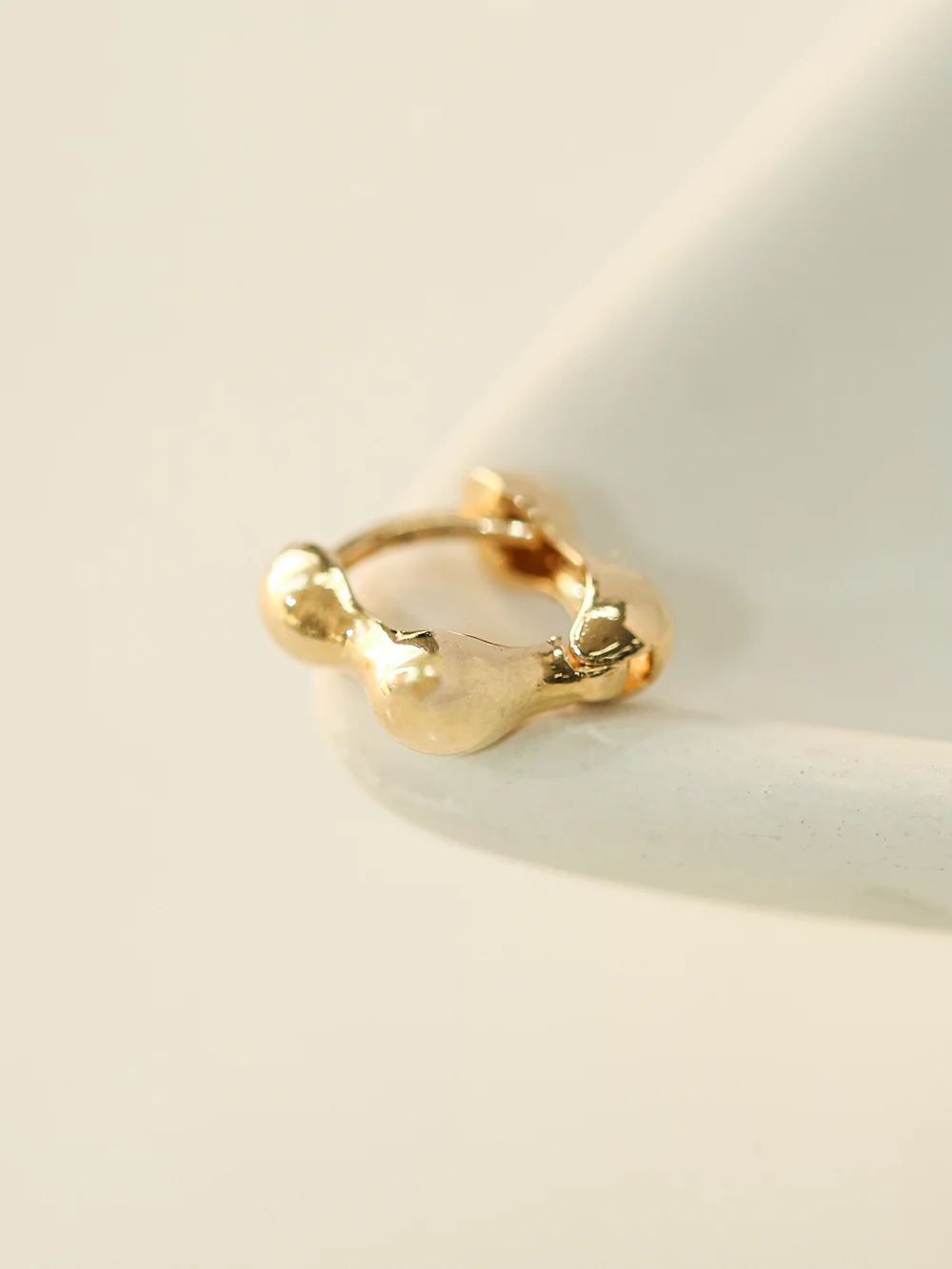 14K 18K Gold Mini Bubble Square Cartilage Hoop Earring - Image 5
