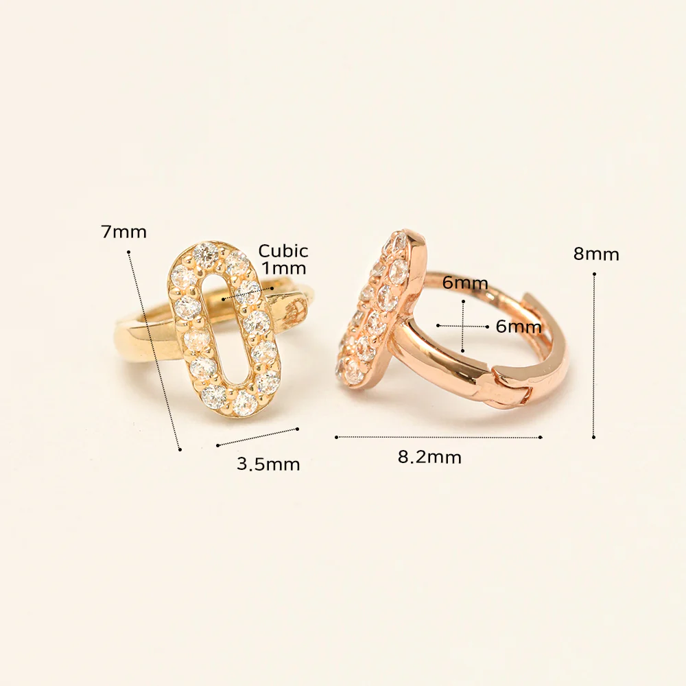 14K 18K Gold Tiny Oval Cubic Cartilage Hoop Earring - Image 8