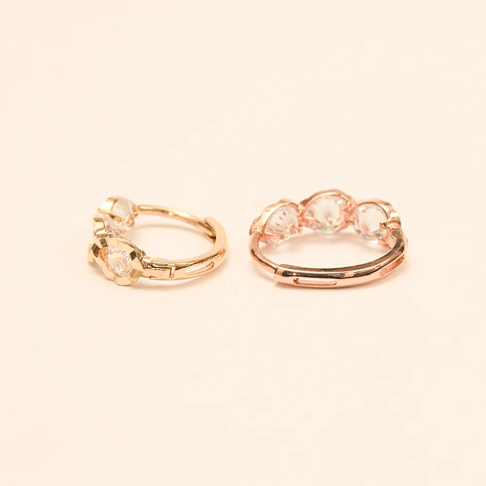 14K 18K Gold Triple Waterdrop Cubic Cartilage Hoop Earring - Image 9