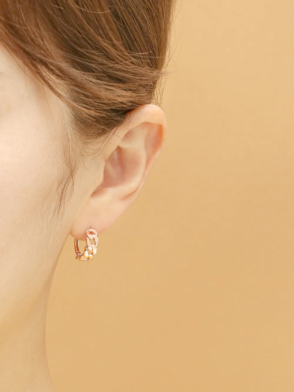 14K 18K Gold Twist Bold Chain Cartilage Hoop Earring - Image 6