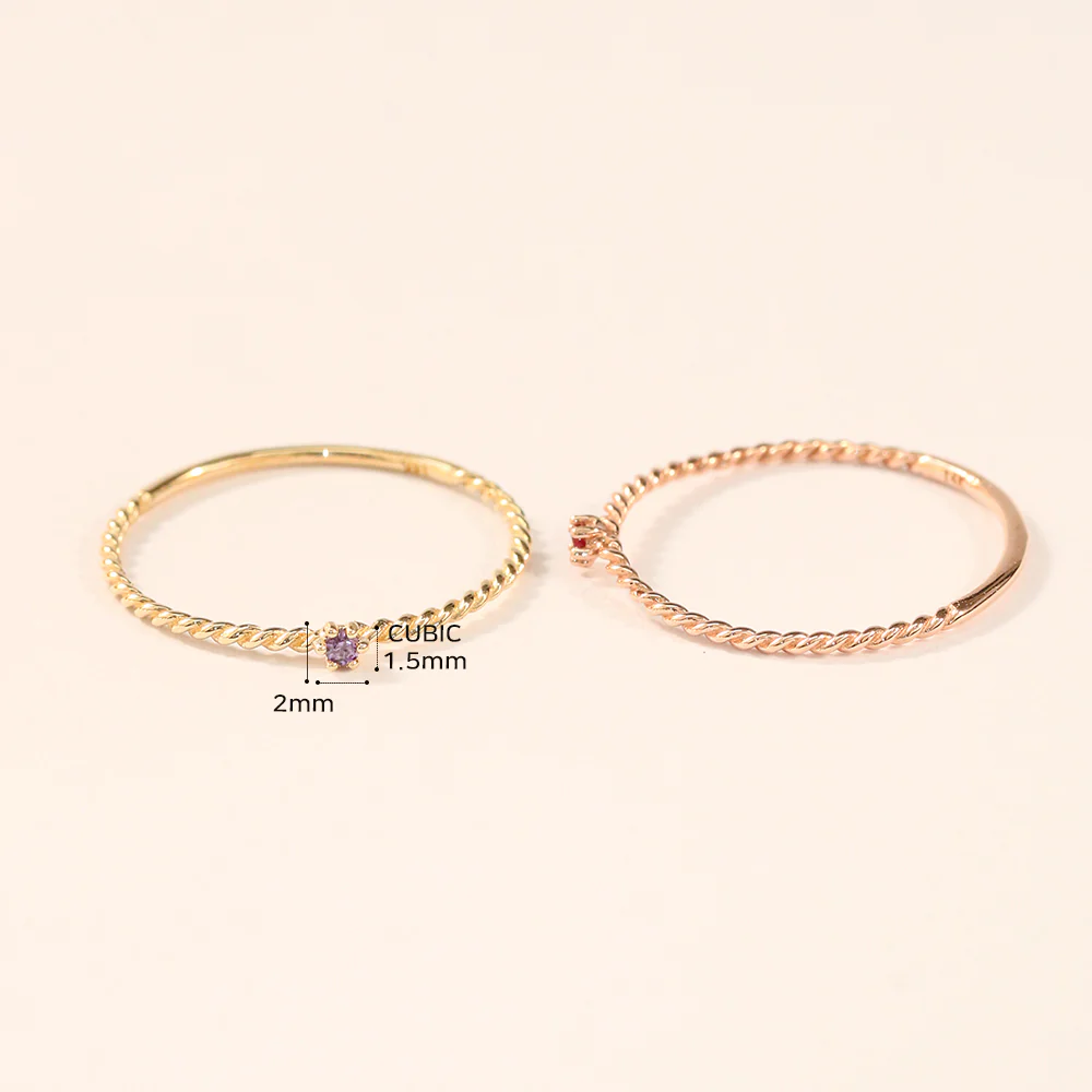 14K 18K Gold Twist Cubic Layered Ring - Image 12