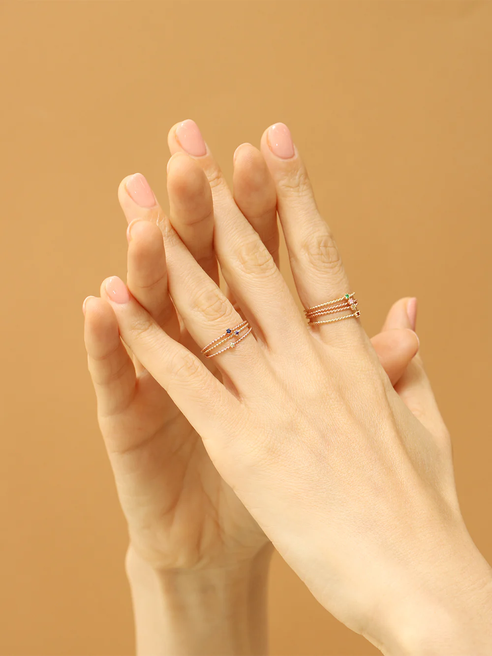 14K 18K Gold Twist Cubic Layered Ring - Image 2