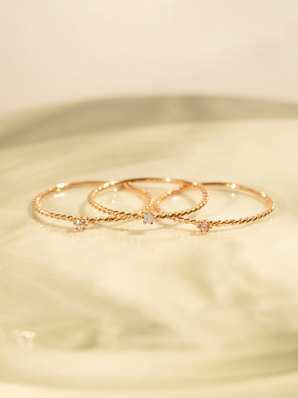 14K 18K Gold Twist Cubic Layered Ring - Image 7