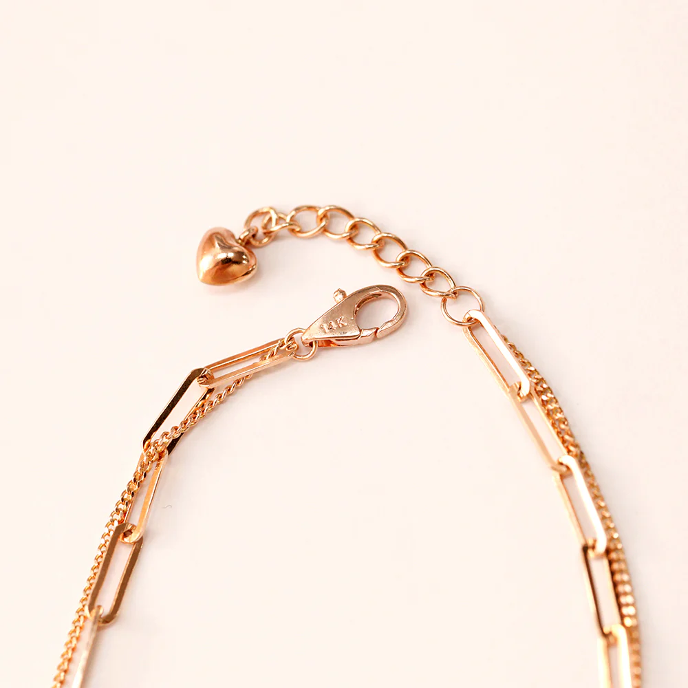 14K 18K Gold Two Chains Clips and Chain Layered Bracelet - Image 6