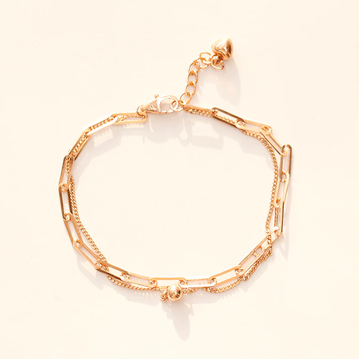 14K 18K Gold Two Chains Clips and Chain Layered Bracelet - Image 7