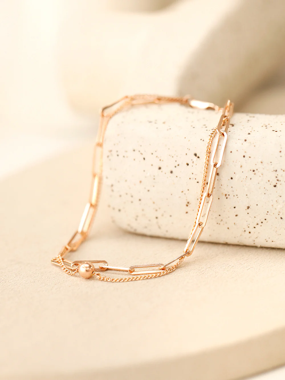 14K 18K Gold Two lines Clip Layered Chain Bracelet - Image 9