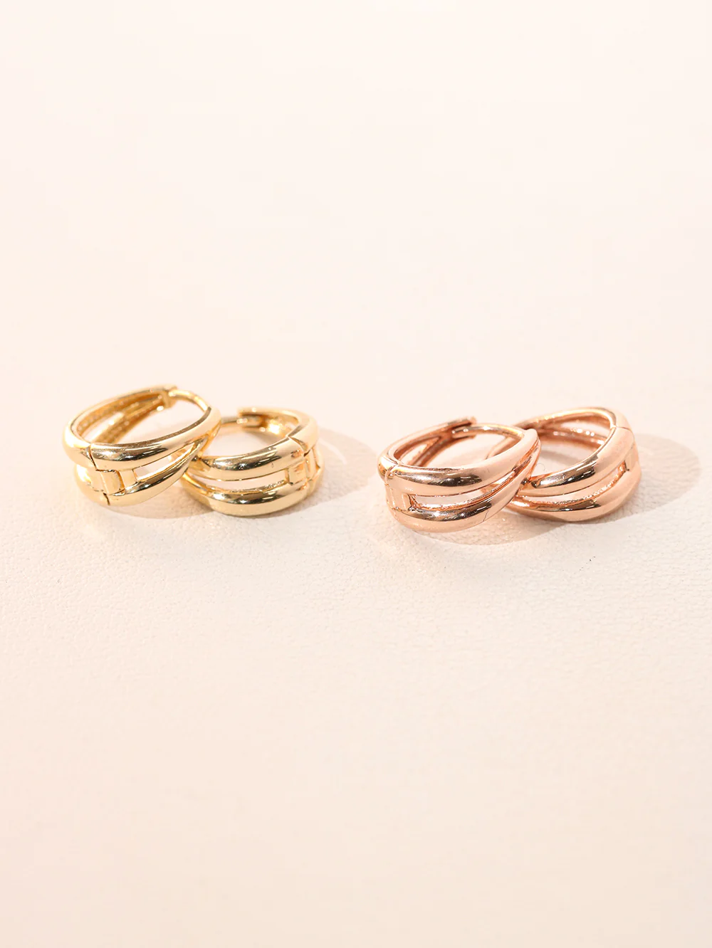 14K 18K Gold Two Lines Oval Shape Cartilage Hoop Earring - Image 11