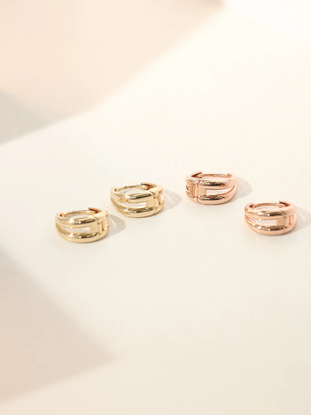 14K 18K Gold Two Lines Oval Shape Cartilage Hoop Earring - Image 12