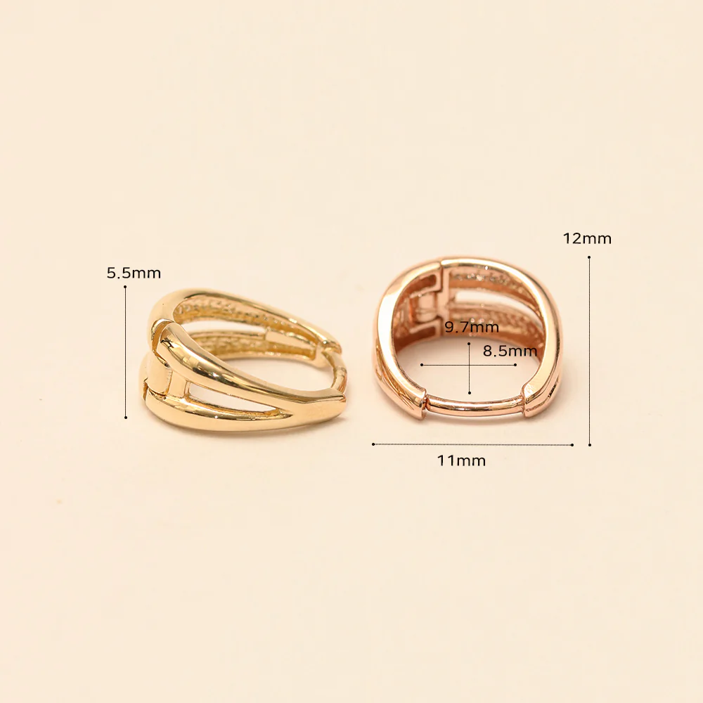 14K 18K Gold Two Lines Oval Shape Cartilage Hoop Earring - Image 14