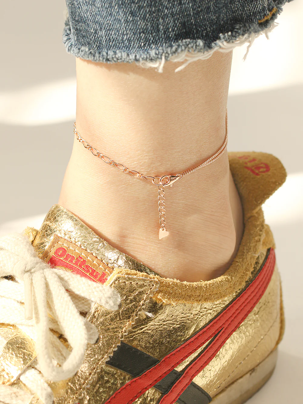 14K 18K Gold Two Way Coin Chain Anklet - Image 4