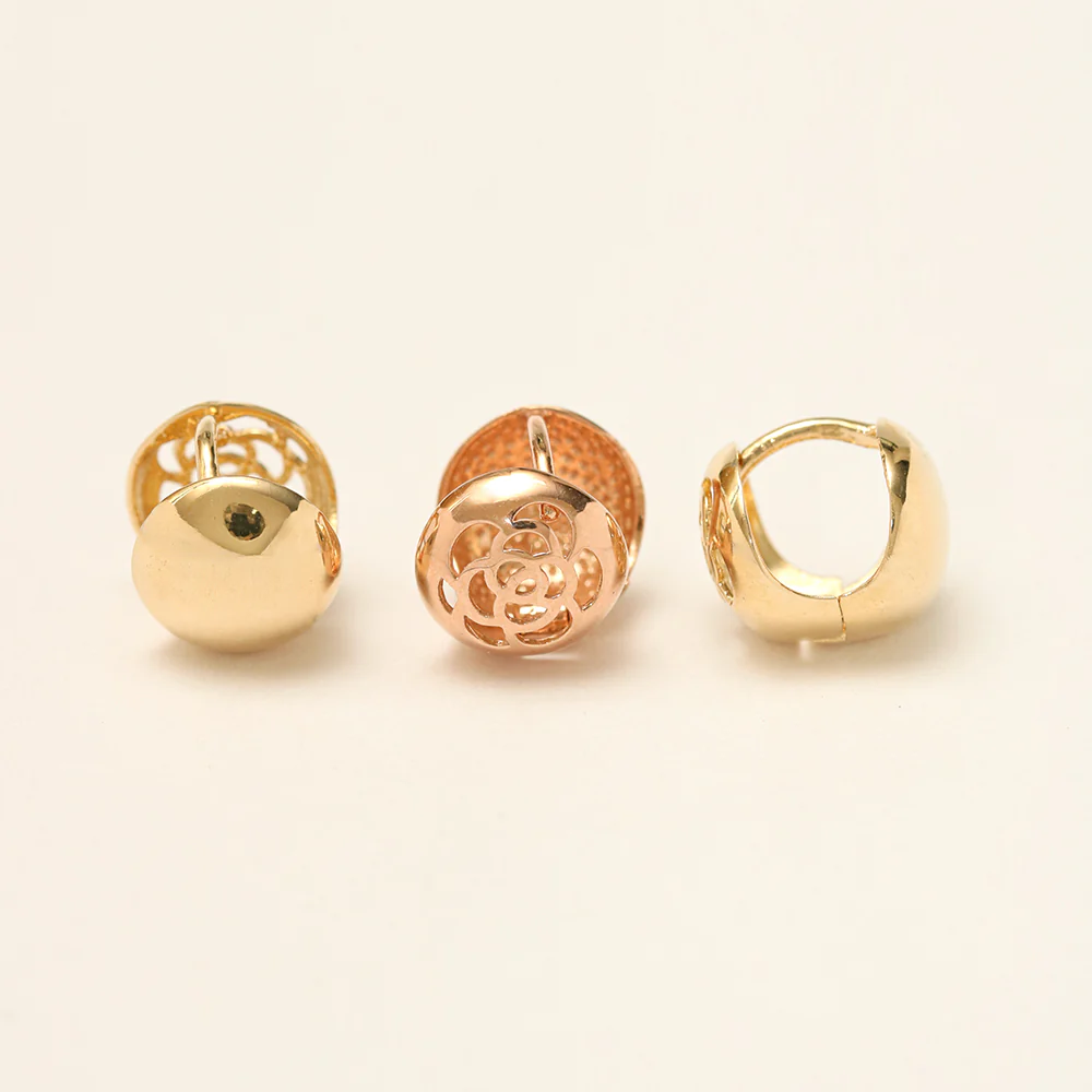 14K 18K Gold Voulme Rose Roundy Cartilage Hoop Earring - Image 10