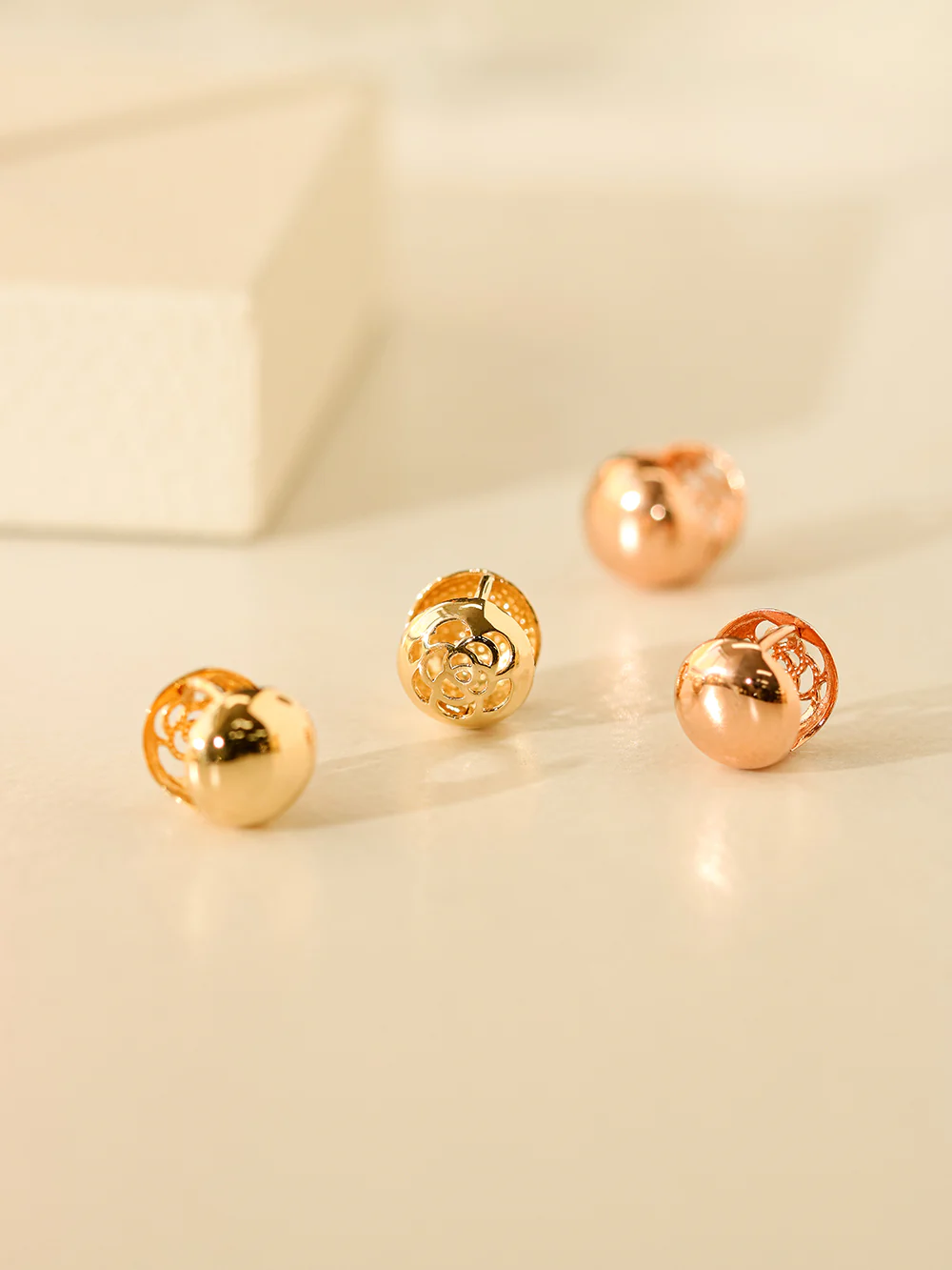 14K 18K Gold Voulme Rose Roundy Cartilage Hoop Earring - Image 3