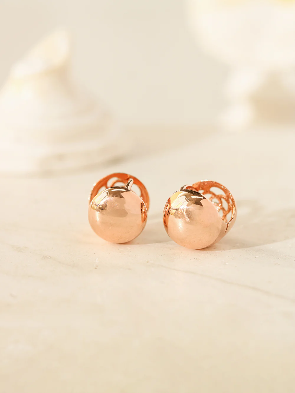 14K 18K Gold Voulme Rose Roundy Cartilage Hoop Earring - Image 7