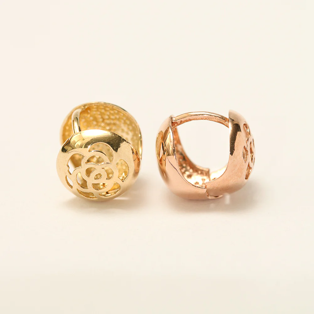 14K 18K Gold Voulme Rose Roundy Cartilage Hoop Earring - Image 8