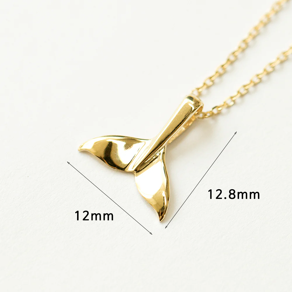 14K 18K Gold Whale Tail Necklace - Image 12
