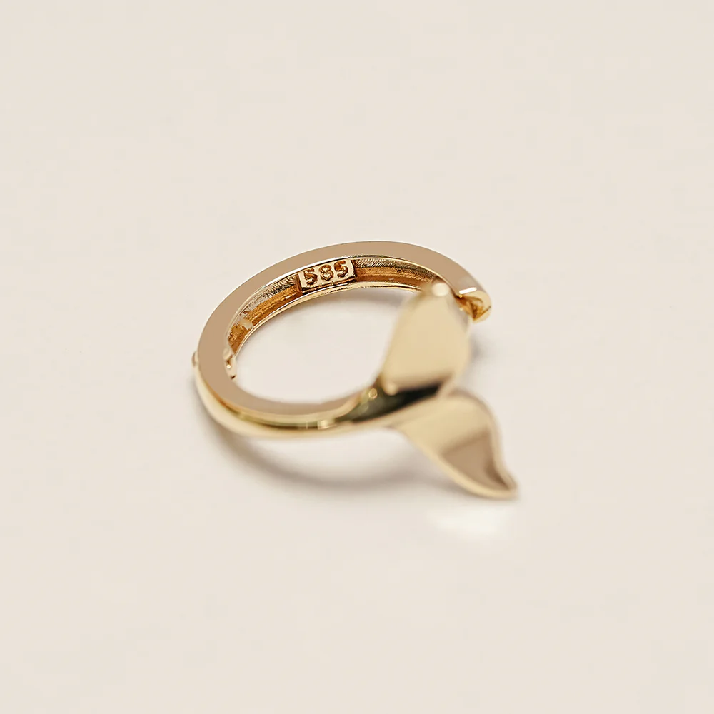 14K 18K Gold Whale Tail Cartilage Hoop Earring - Image 11