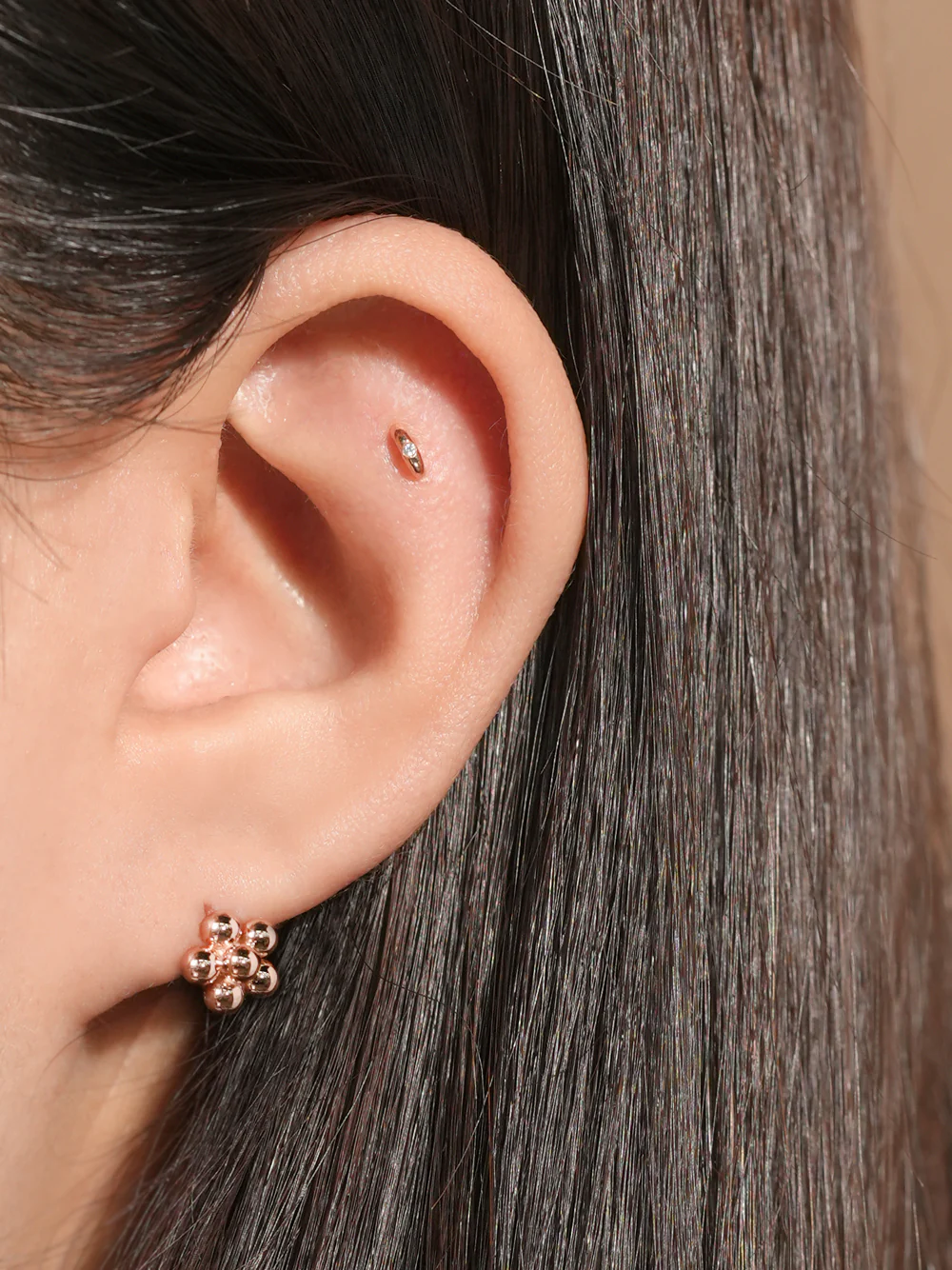 14K 18K Grape Flower Cartilage Hoop Earring - Image 2