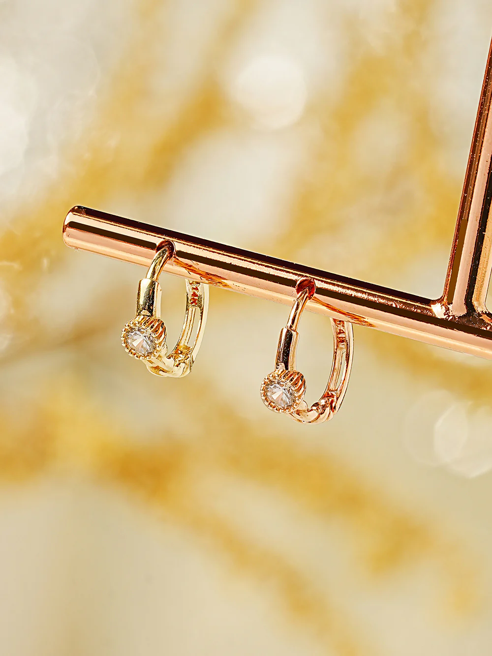 14K 18K Half Chain and CZ Hoop Earring - Image 5