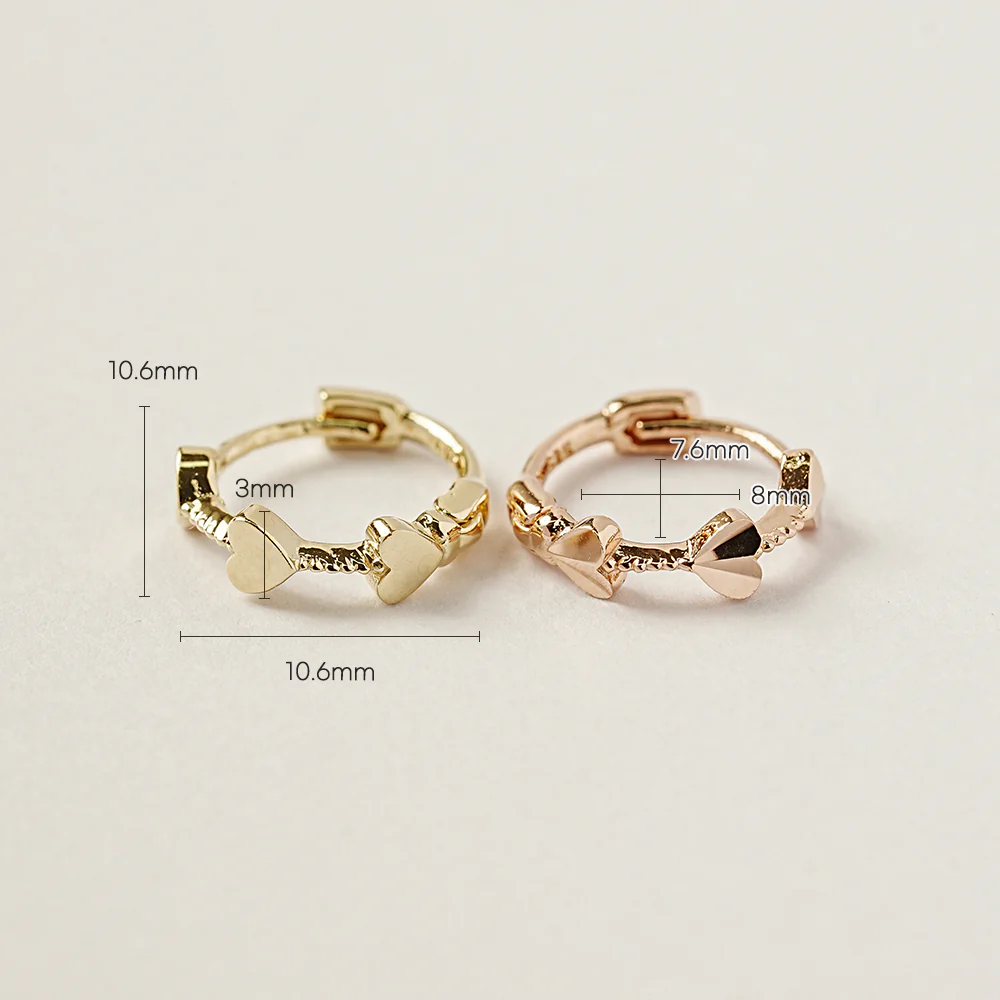 14K 18K Heart dot Cartilage Hoop Earring - Image 12