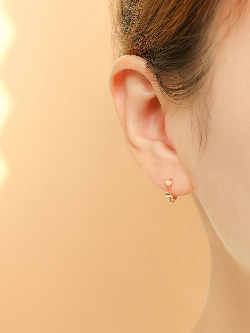 14K 18K Heart dot Cartilage Hoop Earring - Image 4