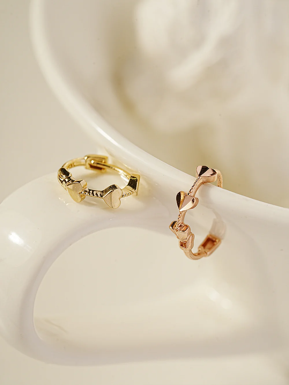 14K 18K Heart dot Cartilage Hoop Earring - Image 5