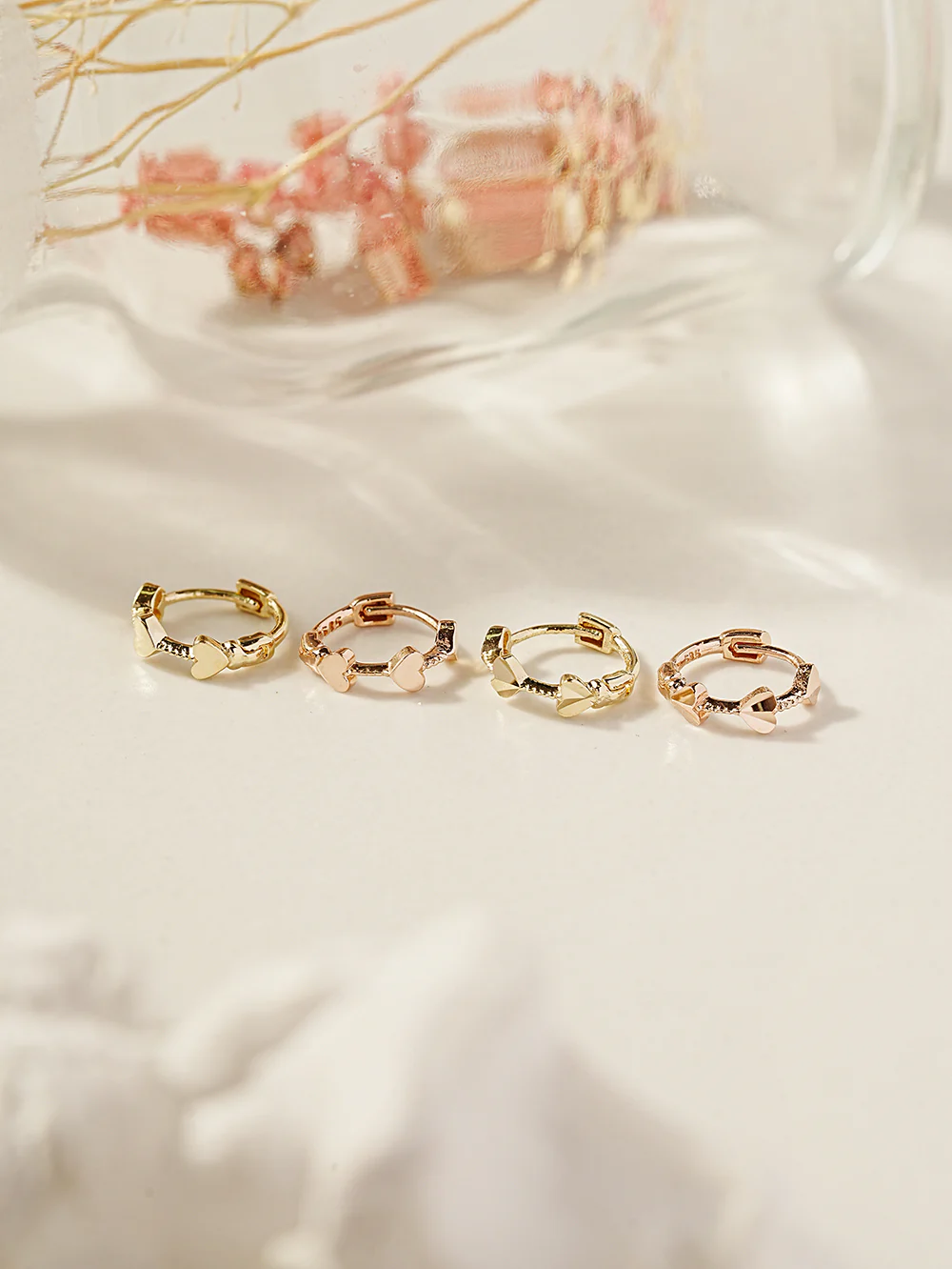 14K 18K Heart dot Cartilage Hoop Earring - Image 7