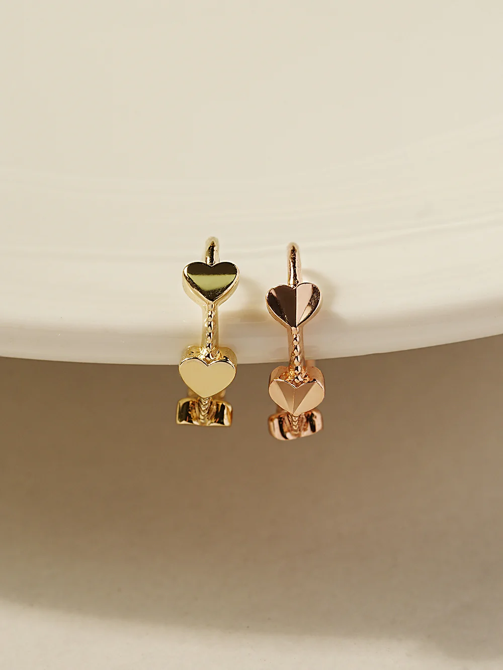 14K 18K Heart dot Cartilage Hoop Earring - Image 9