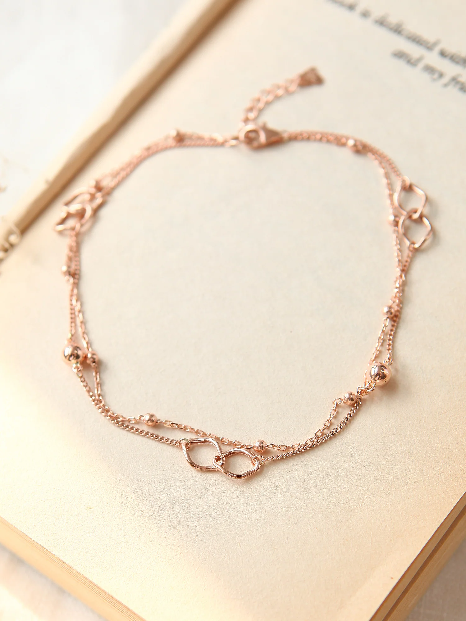 14K 18K Gold Infinite Two-Line Ball Anklet - Image 8