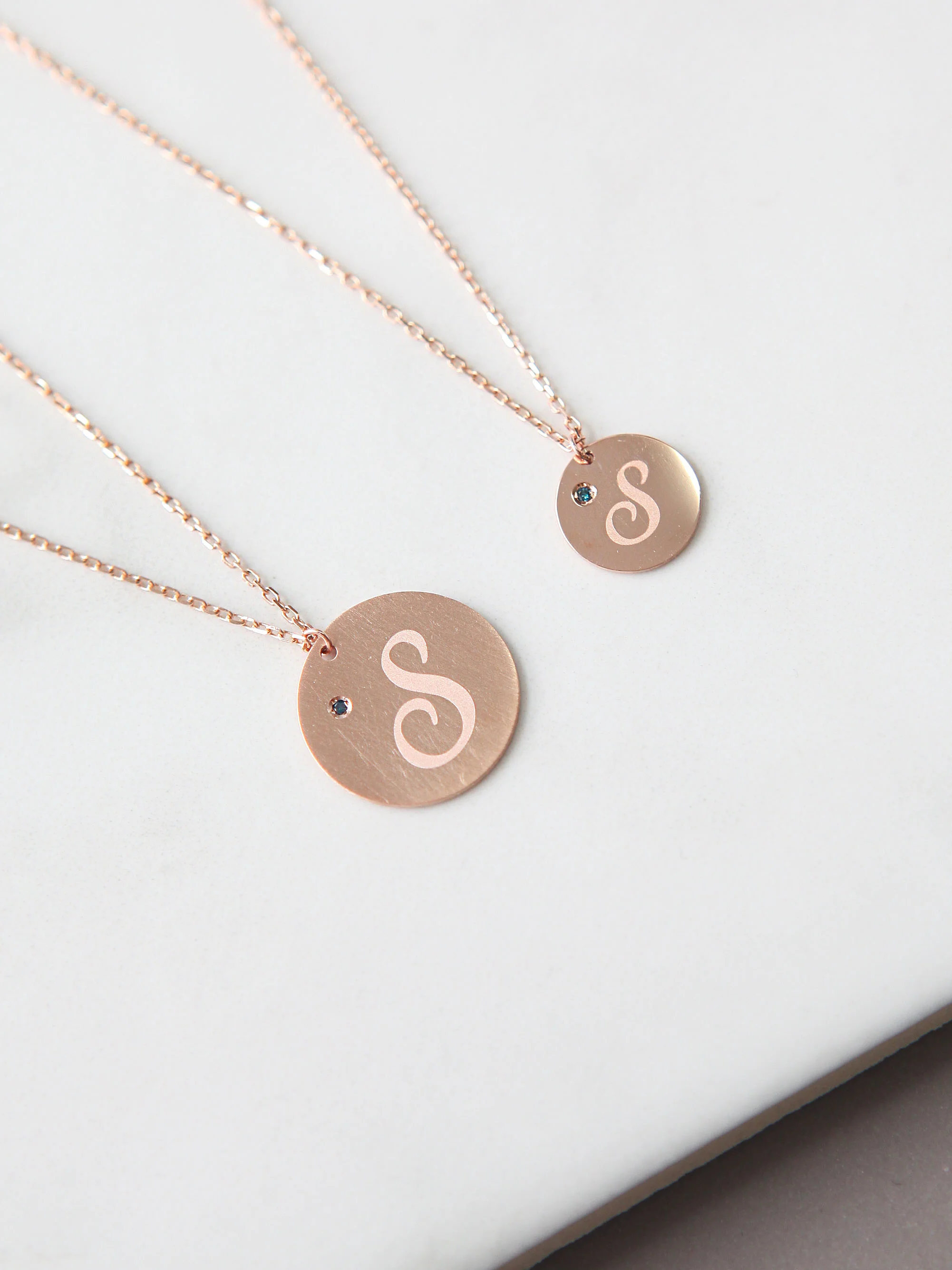 14K 18K Gold Initial Dia Necklace - Image 2