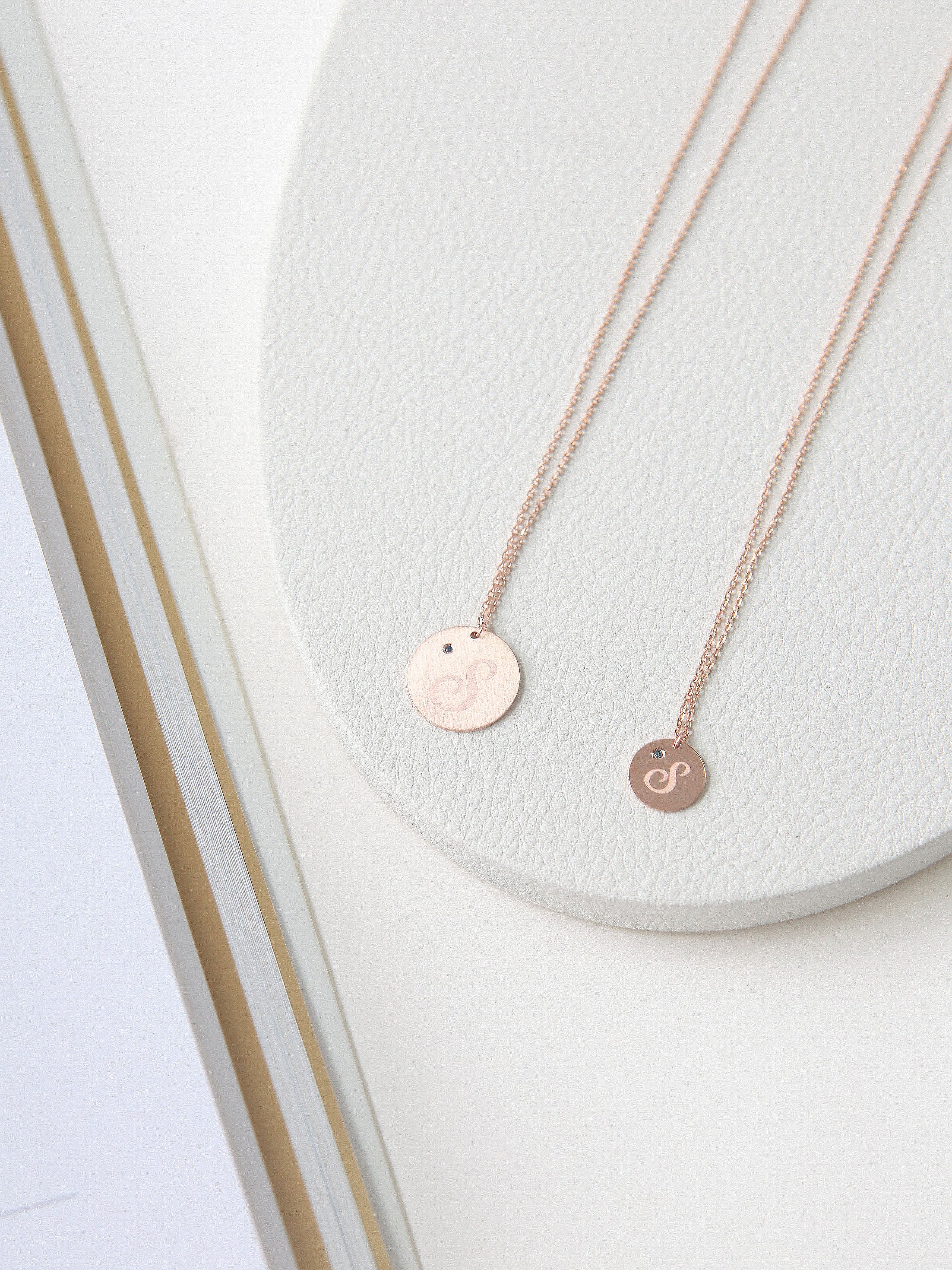14K 18K Gold Initial Dia Necklace - Image 5