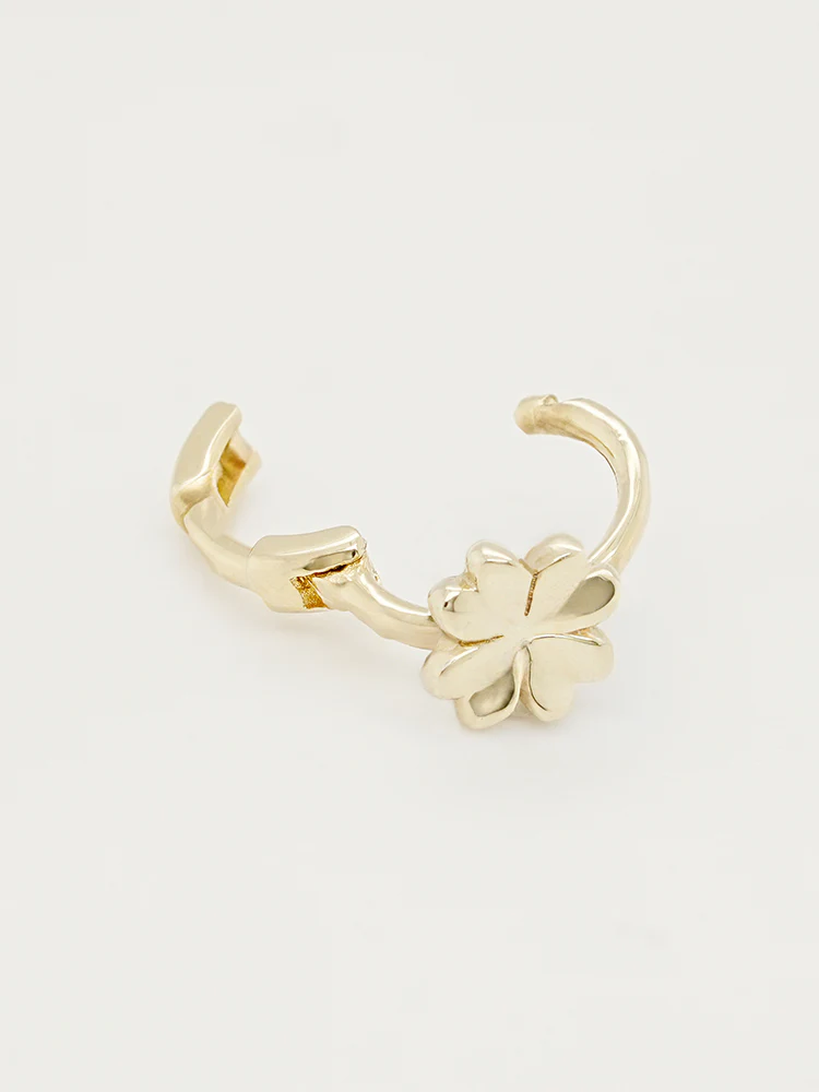 14K 18K Solid Gold Lucky Clover Mini Flower Cartilage Hoop Earring - Image 18