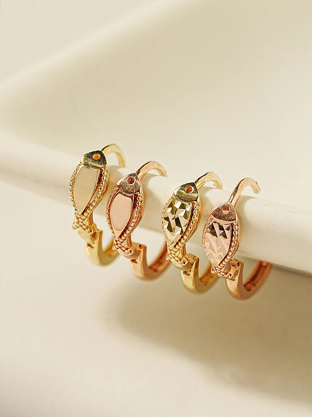 14K 18K Lucky Fish Cartilage Hoop Earring - Image 3