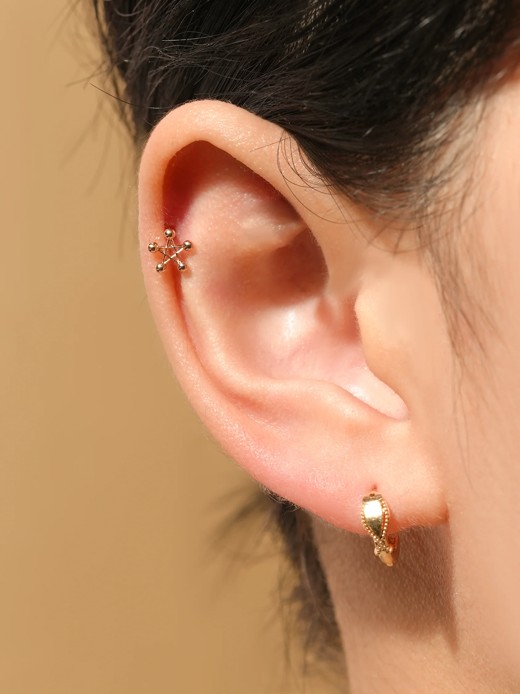 14K 18K Lucky Fish Cartilage Hoop Earring - Image 8
